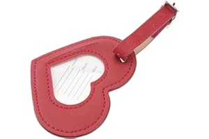 Tofficu PU Leather Heart Shape Luggage Tag with Strap Connector for Travel Suitcases and Handbags