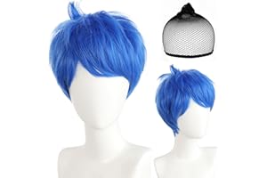 BESTBEL+Hair Cap Short Blue Wig for Women Short Spiky Wig Blue Anime Synthetic Wig for Halloween Cosplay Womens Cosplay Outfit for Costume Party