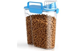 Uppetly Dog Cat Food Storage Container, 5-7Lbs Pet Food Containers, Airtight Cat Food Container with Portable Handle & Measuring Cup, Small Animal Dry Food Dispenser for Dogs, Cats and Birds