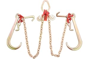 VEVOR G80 V Bridle Chain, 5/16 in x 3 ft Towing Chain Bridle with J Hooks and T Hooks, Heavy Duty Transport Tow Chain Bridle with 10800 lbs Safe Working Load Ideal for Flatbed Truck Wrecker Recovery