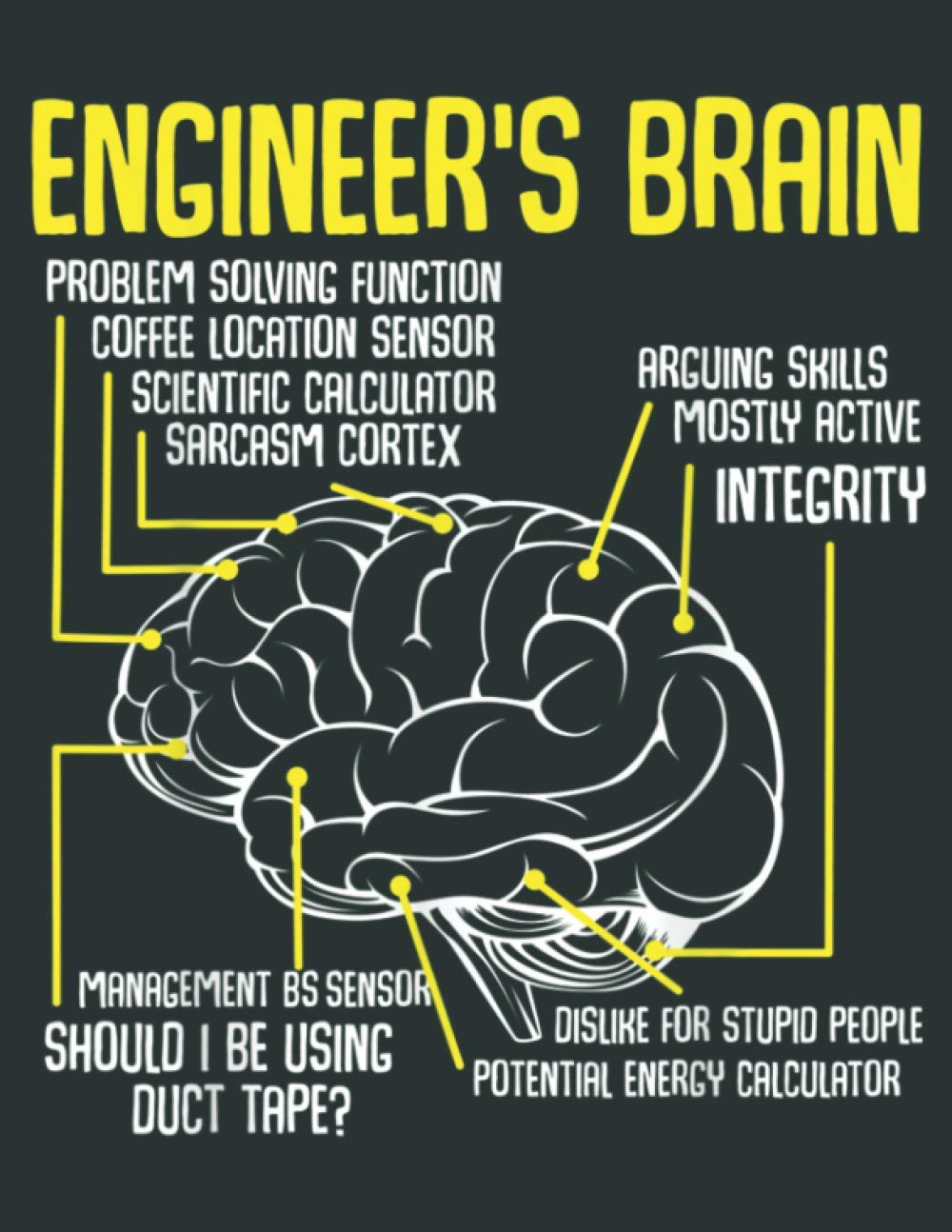 Engineers Brain Funny Engineering Games Process Funny: Daily Notebook - Large size 8.5 x 11 inches, 100 Pages