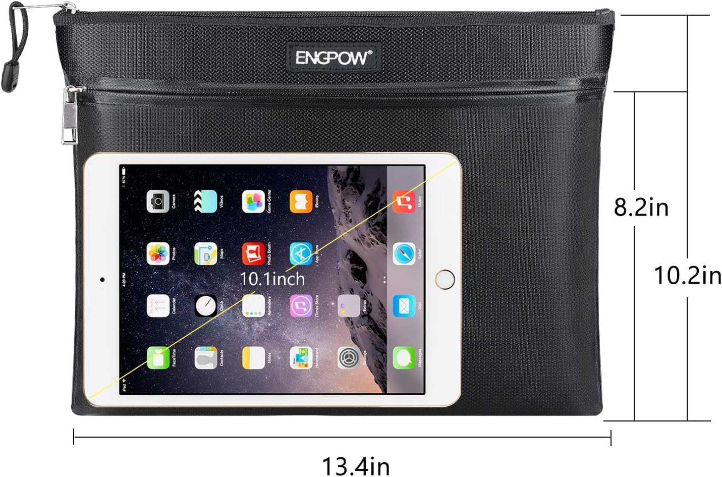 Fireproof Document Bag Two Pockets Two Zippers, ENGPOW Fireproof Safe Bag 13.4”x 10.2” Waterproof and Fireproof Money Bag Money Safe Pouch File Storage for A4 Document Holder, Cash and Tablet : Office Products