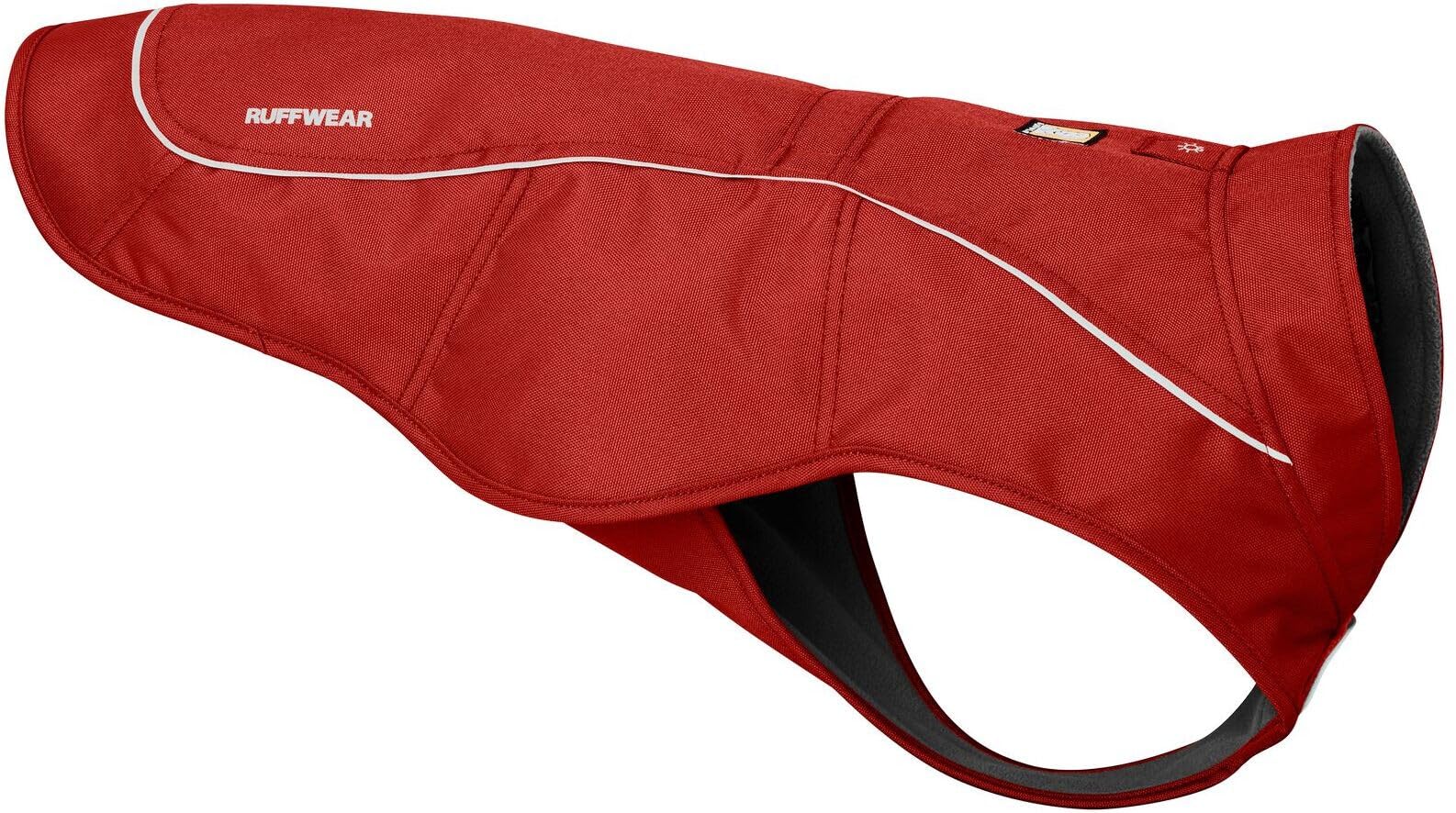 RUFFWEAR Overcoat Jacket, Dog Coat with Leash & Harness Portal Hole, Premium Fleece Lined Adjustable Lightweight Pullover Field Coat, for Cold Weather, Machine Washable, Red Clay - X-Large (91-107cm)