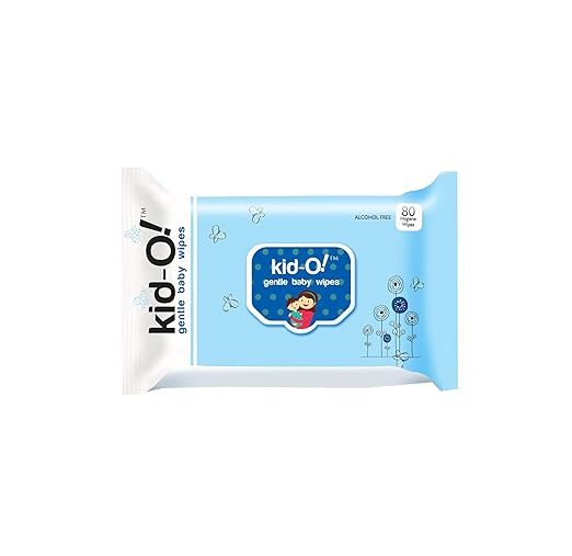Kido Gentle Baby Wet Wipes with Aloe Vera, 15 cm x 20 cm (Kido Blue, 80 Count)