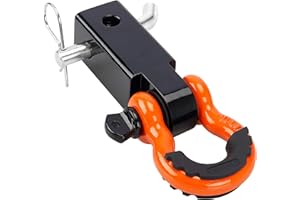 LIBERRWAY Shackle Hitch Receiver 2 inch with Hitch Pin, 41918 Lbs Break Strength Never Rust Receiver Shackle Bracket Heavy Duty and Solid with 3/4'' D Ring Shackle, Towing Accessories for Trucks (Orange)