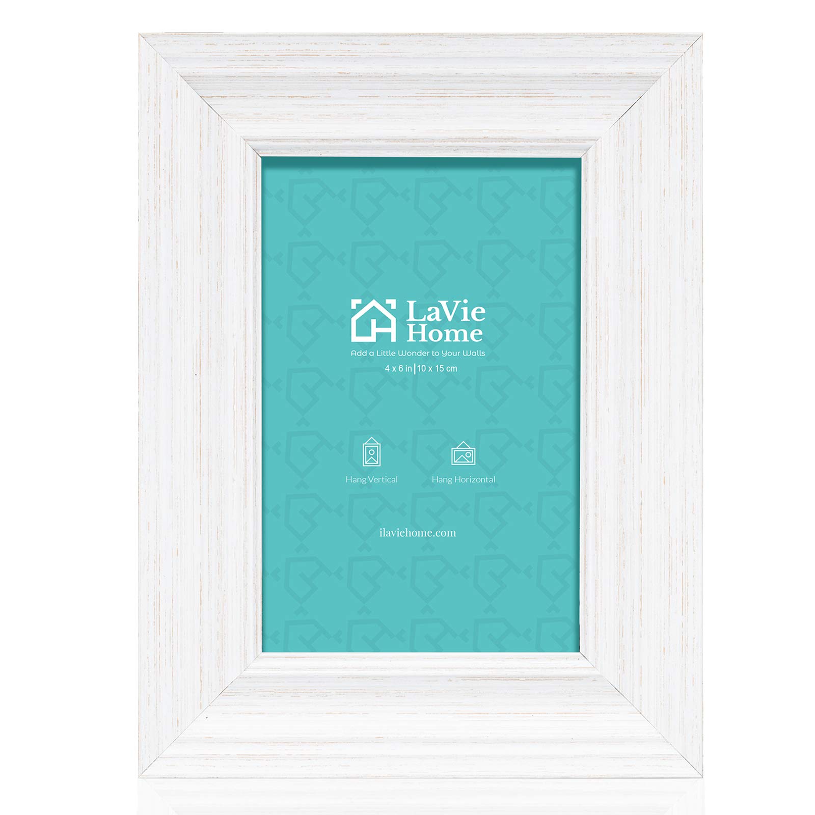 Photo 1 of LaVie Home 4x6 Picture Frames (1 Pack, Distressed White) Rustic Photo Frame Set with High Definition Glass for Wall Mount & Table Top Display