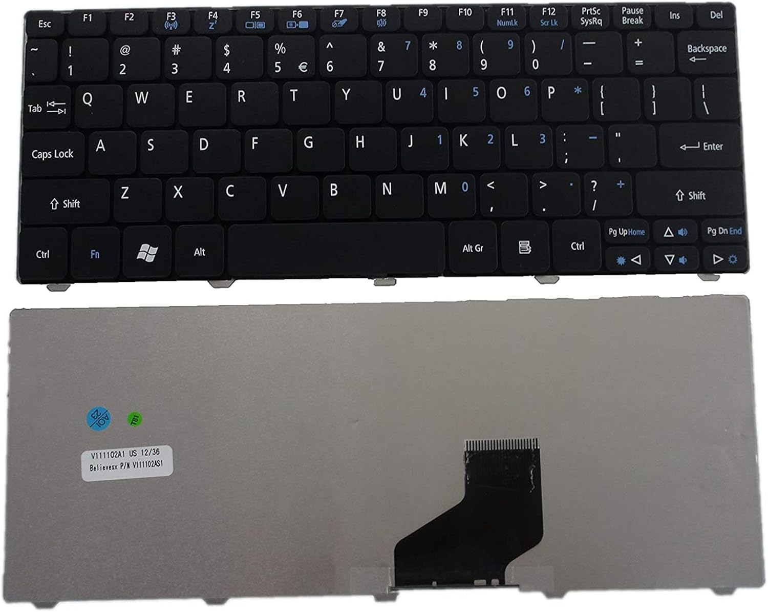 SUNMALL Notebook Keyboard Replacement for Aspire One D255 D255E D257 D260 D270 521H 532H 533H Happy Happy 2 D270 521 522 NAV50 eM350 Series Laptop US Layout