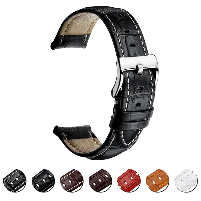 MEGALITH Uhrenarmband Echtes Leder Uhrband 16mm 18mm 20mm 22mm Watch Armband Premium Lederband für Herren Damen mit Edelstahl