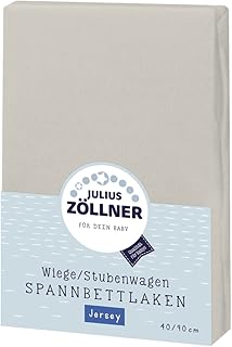 Julius Zöllner 8330147540 Jersey Spannbetttuch für Wiegen 90x40 und Stubenwagen, Farbe: taupe