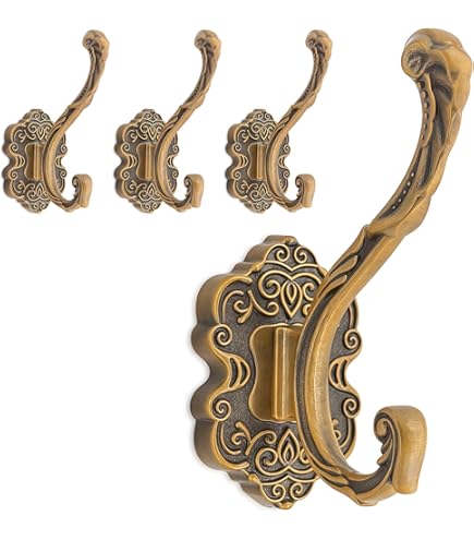 Lot De 6 Crochets Muraux Vintage En Métal – Finition Bronze – Déco Murale