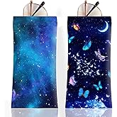 Anikathy 2Pcs Sunglass Eyeglass Glasses Case Soft PU Leather with Cleaning Cloth Cute Glasses Pouch Bag for Men Women Girs