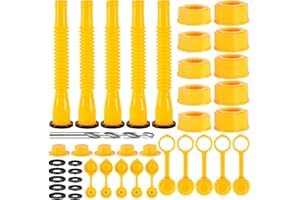 X-VESOLJE Gas Can Spout Replacement, Gas Can Nozzle, Flexible Pour Nozzle Suitable for Most 1/2/5/10 Gal Oil Cans, Fuel Can Spout Replacement with Gas Tank Vent Caps (5 Kits)