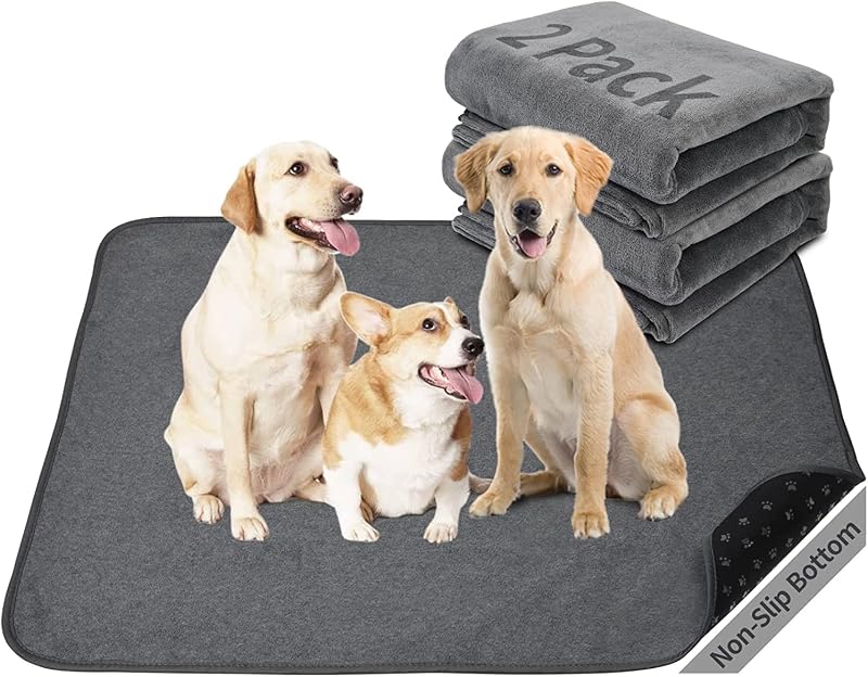 PICK FOR LIFE 2 Pack Washable Extra Large Dog Pee Pads 122x122cm Non-Slip