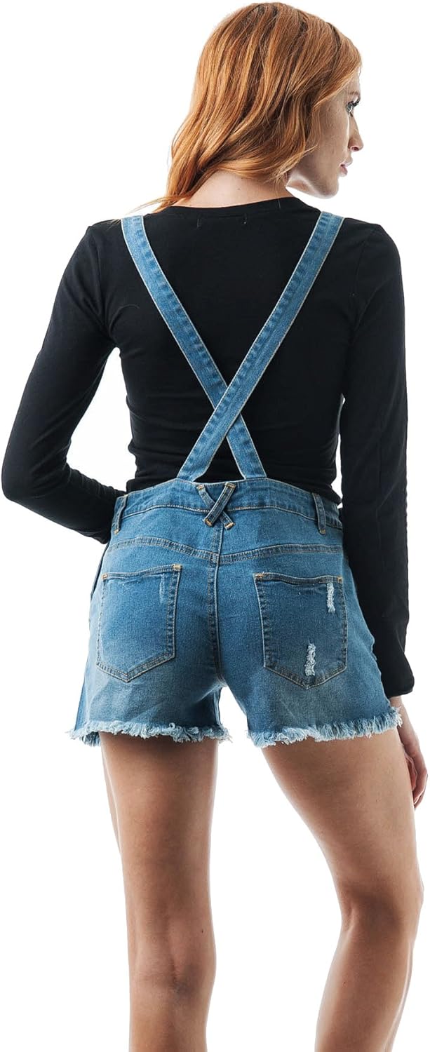 hali distressed overall shorts