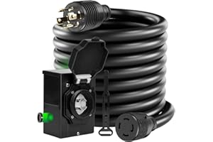 AIXZGLOBAL 30A 15FT Generators Cord and Pre-Drilled Power Inlet Box, NEMA L14-30P/L14-30R Generator Extension Cord 125V/250V Heavy Duty RV Generator Power Cord Twist Lock Connector, ETL Listed