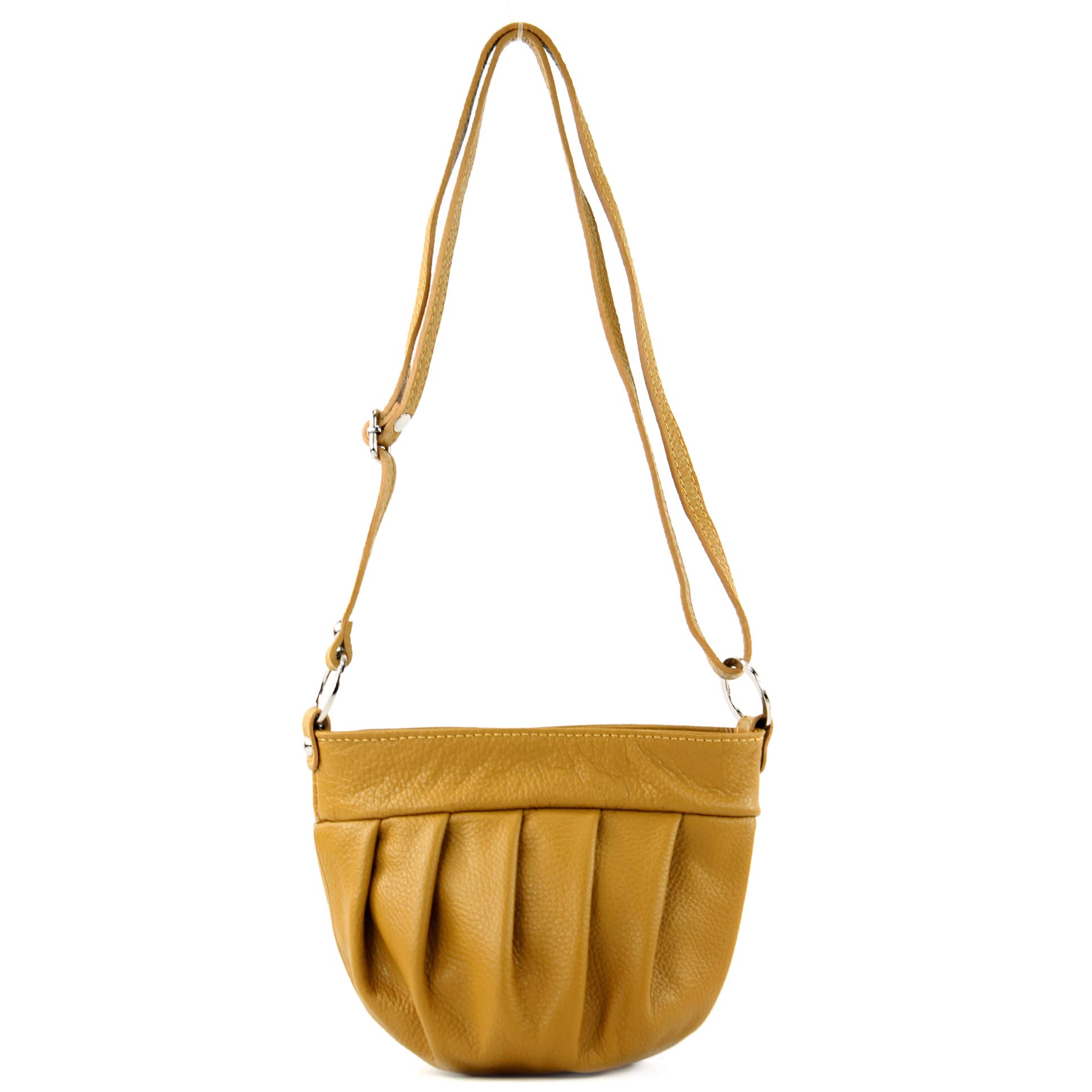 modamoda de - T191 - Italian shoulder bag Small in genuine leather, Colour:Mustard Yellow