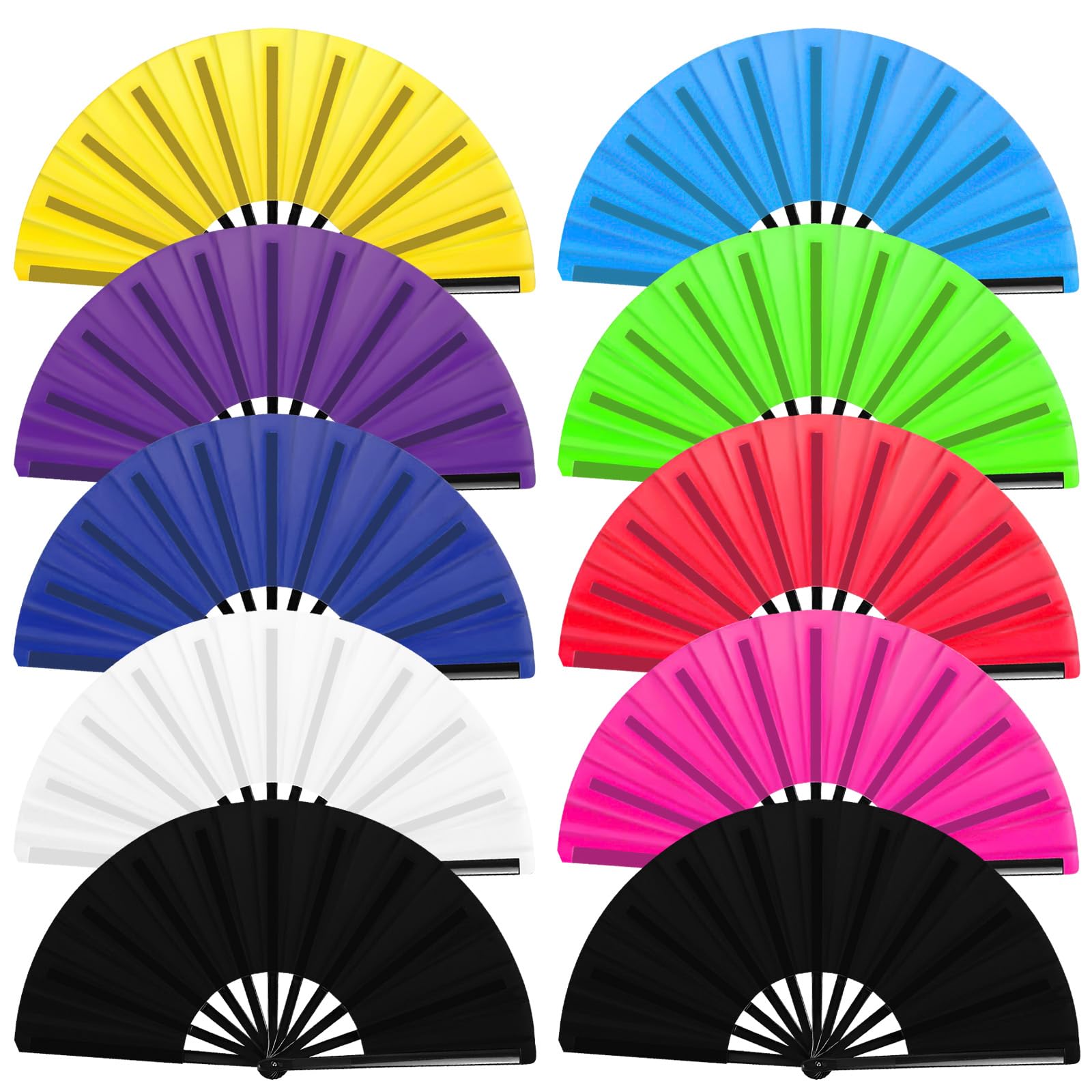 Photo 1 of 10Pcs Folding Hand Fan Bulk, Popping Clacking Fans for Line Dancing Mix Color Classic Style Decorative Handheld for Performance Dance Wedding Party Dance Enthusiasts