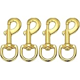 PATIKIL 4Pcs Flag Swivel Snap Clips, 3.2 Inch Heavy Duty Alloy Flag Pole Snaps Hooks Stainless Flagpole Accessories for Rope Hardware Key Chain Leash Leather Craft, Gold Tone