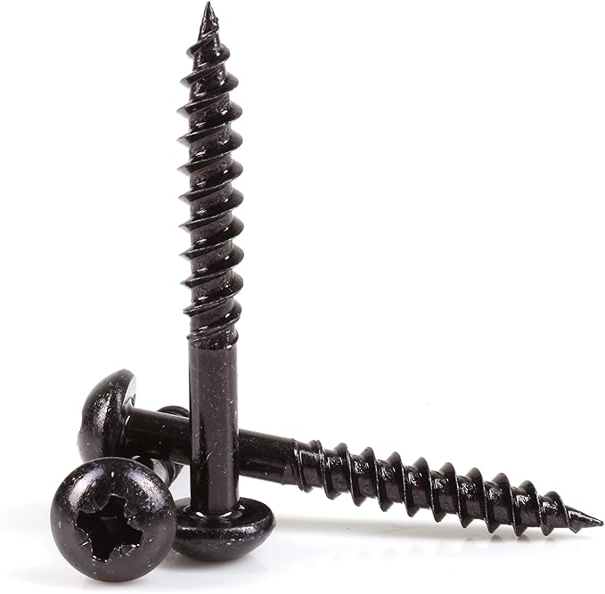 25x Timco Black Passivated Wood Screws 10G x 1 1/2" Round Head Coated