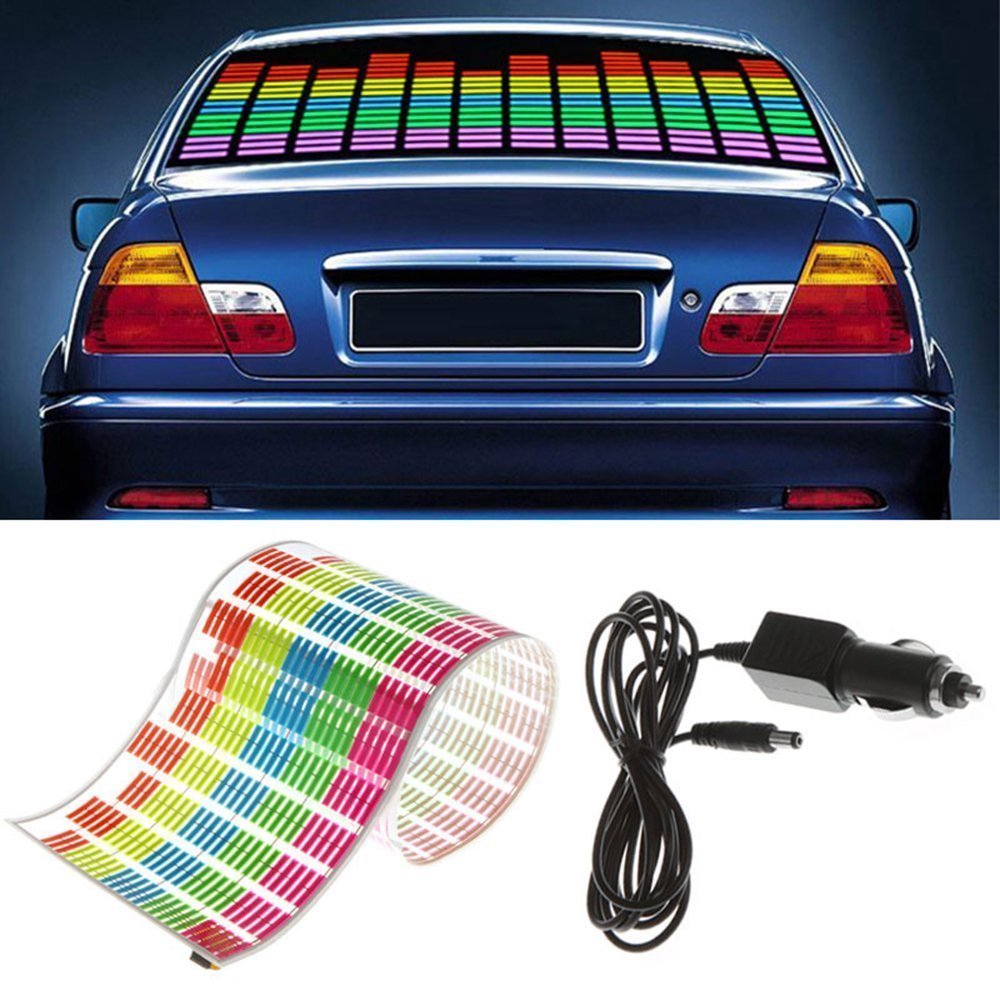 Photo 1 of WONFAST Sound Music Beat Activated Car Sticker Equalizer Rhythm LED Flash Light Audio Voice Rhythm Lamp (90x25cm)