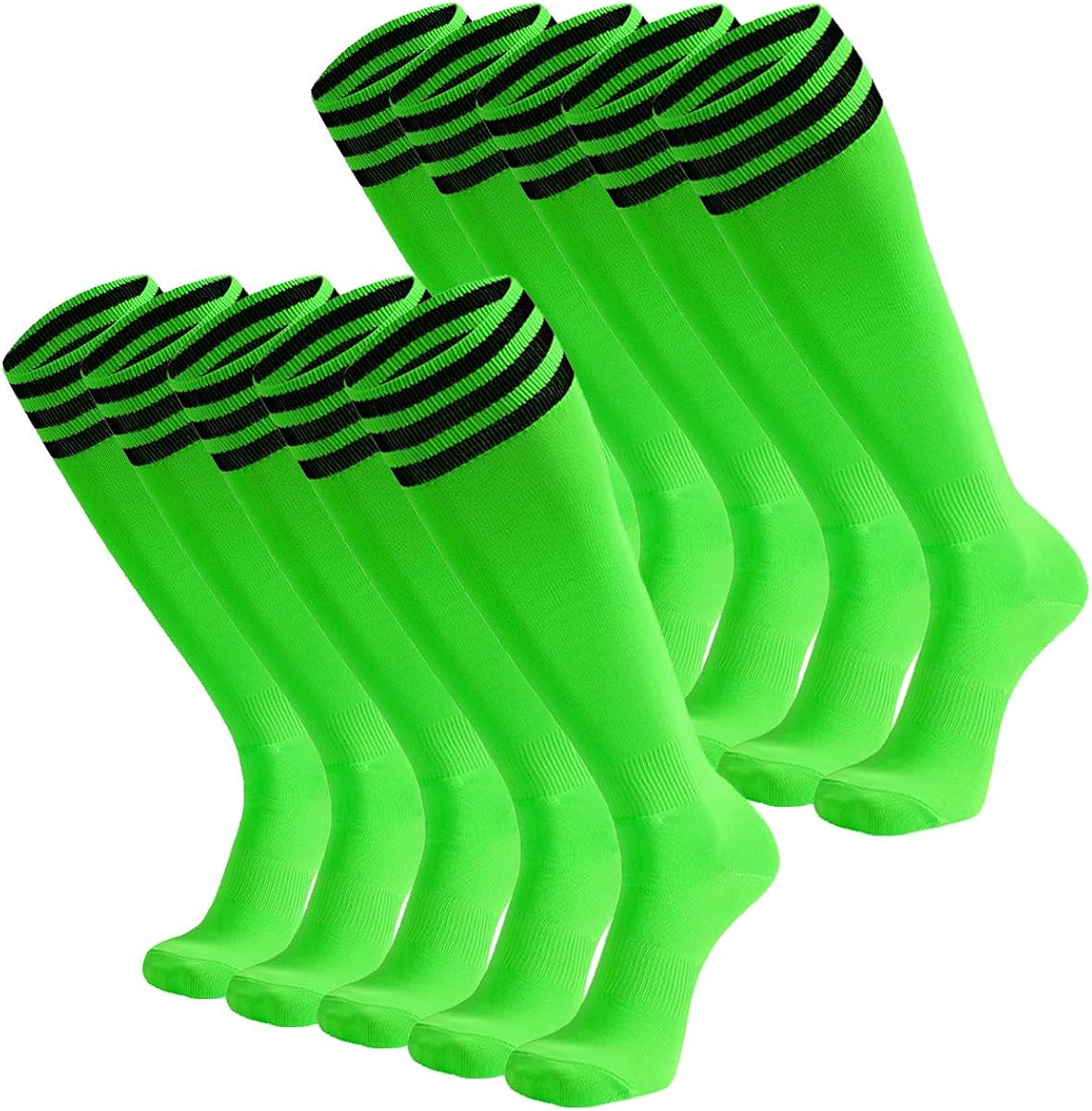 Dsource Unisex Soccer Socks Knee High Stripe Football Tube Socks 2,6,10 Pack Socks Soccer