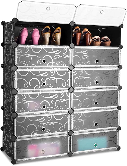Amazon Com Tangkula Shoe Rack 12 Cube Diy Plastic Shoe Cabinet