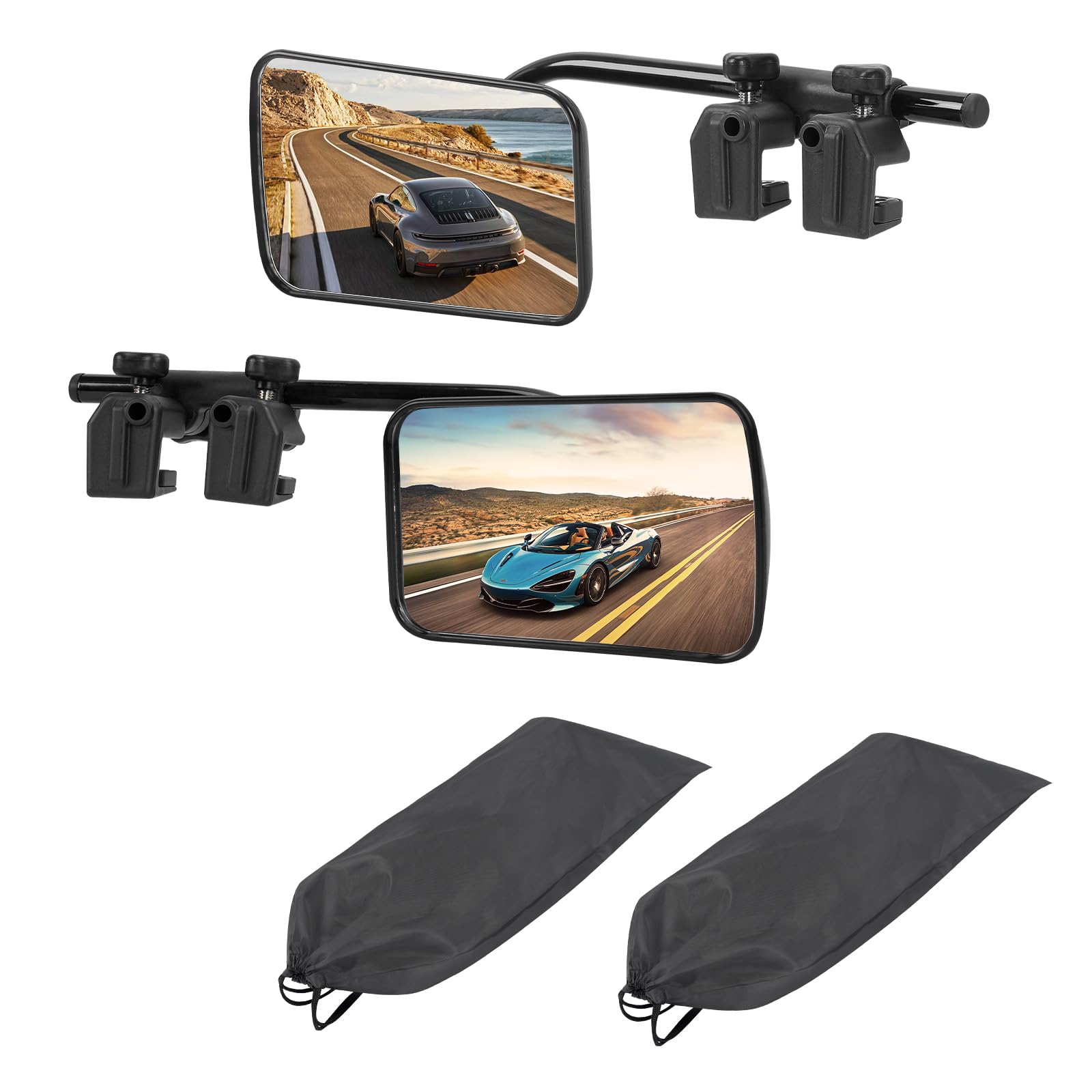 Photo 1 of CAFOPAR Clip-On Mirror Extenders for Towing - 360° Adjustable Side Mirror Extensions with Flat Locking Design?Tool-Free Installation compatible with RV, SUV, Trucks, Vans, Trailers (1 Pair)
