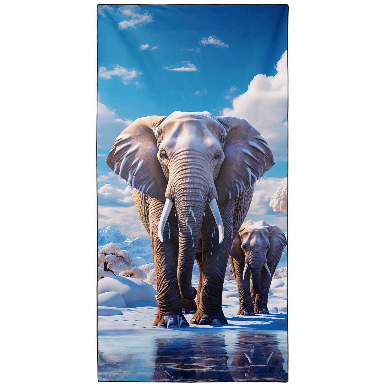 YISUMEI Elephants Beach Towels for Adults Extra Large 180 x 90 cm, Microfibre Quick Dry Towel for Travel Swimming Camping Sports