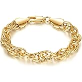 KYAYE Bracelet 14K Gold Bracelets for Women Men Twisted Rope Chain Bracelet for Women Stackable Bracelets Gifts for Men Women 6.5, 7, 7.5, 8, 8.5in