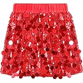 Sparkly Sequin Skirt for Girls Toddler & Kids Elastic Waistband Skirts with Lining