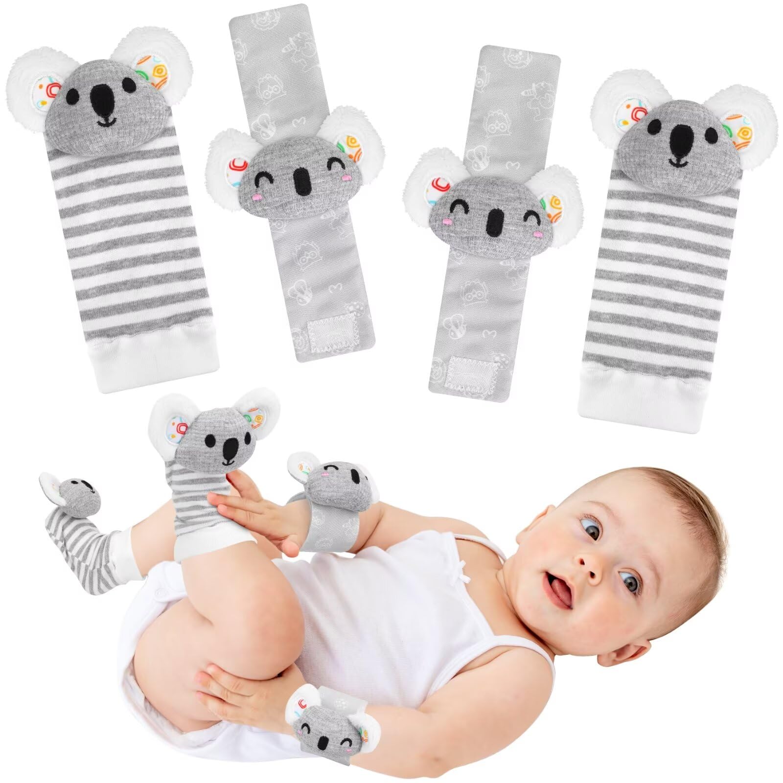 Baby Toys 0-6 Months - Wrist and Rattles Foot Finder for Newborn Baby Toys Infant Sensory Toys Babies Gifts for 0 3 6 9 Month Boy Girl