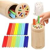 MTTIERY Montessori Wooden Color Sorting Toys for 18 Month Old,Preschool Learning Activities Educational Fine Motor Matching Game,Birthday Gifts for Boys Girls