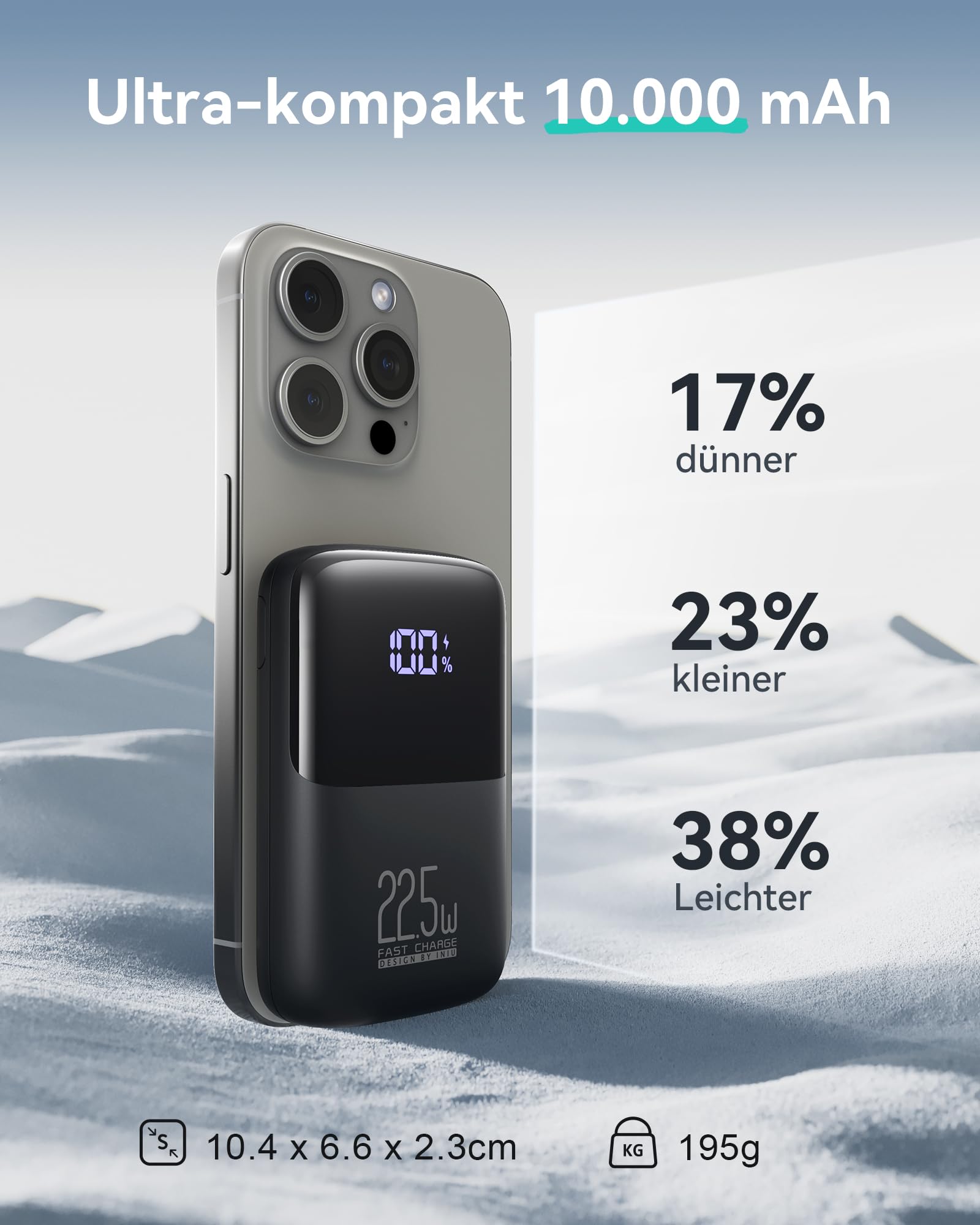 INIU Power Bank, 22.5W Fast Charging 10000mAh PowerBank Klein Aber Stark, PD3.0 QC4.0 USB C Input&Output Externe handyakkus für iPhone 17 16 15 14 13 12 Pro Max Mini Plus Samsung S23 AirPods iPad etc 2