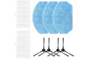 SundiooK Side Brush HEPA Filter Mop Pads Kit for Conga M10, BR151 Robot Vacuum Cleaner Compatible with Xtreme/bObsweep/iMarti