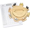 plusvivo Mexican Train Dominoes Accessories, Mexican Train Dominoes Set 3 PCS- 1* Pine Wooden Mexican Train Hub, 8 * Metal Colorful Mexican Train Markers, 1 * 70-Sheet Mexican Train Score Pads