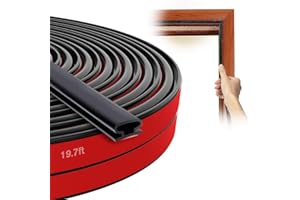 19.7ft Upgraded Silicone Weather Stripping Door Seal Strip for Doors and Windows, Self-Adhesive Door Soundproofing Strip by S