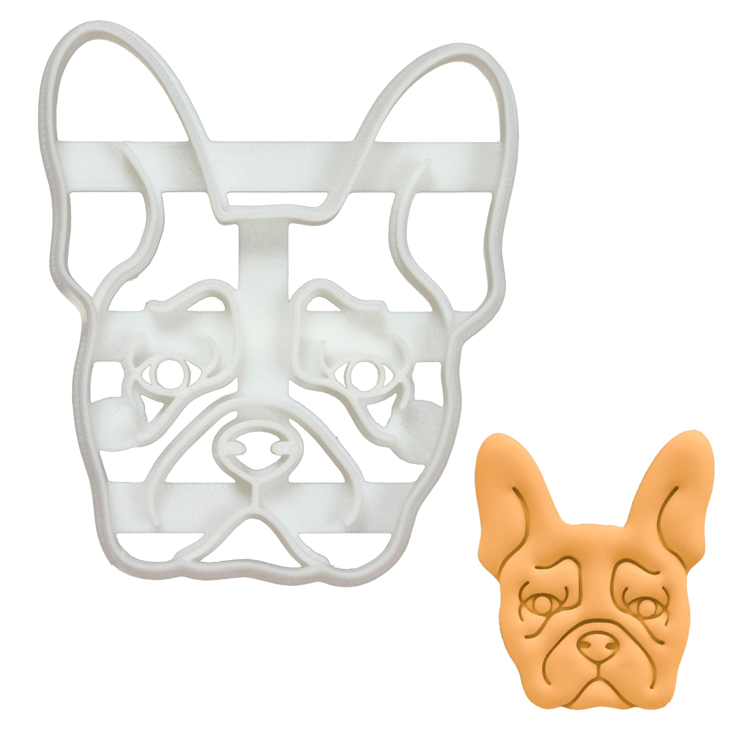BAKERLOGY French Bulldog Face Cookie Cutter - Detailed Biscuit Cutter Design for Baking and Crafts, Ideal on Fondant, Dough, Clay