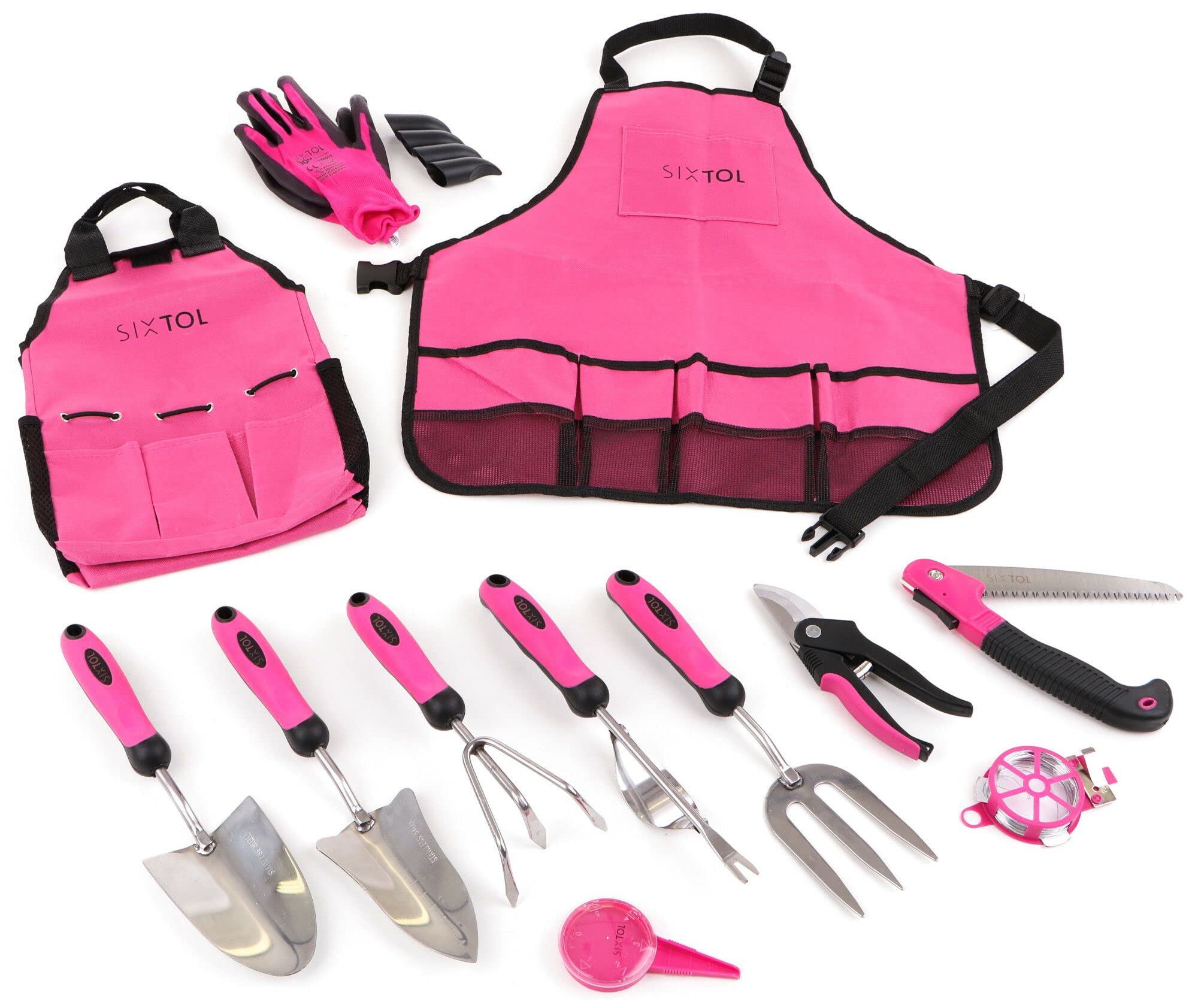 SIXTOL GARDEN PINK 12 Set of Garden Tools with Practical Garden Bag | Stainless Steel Tools