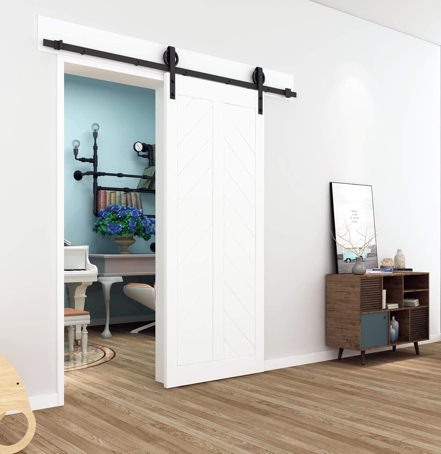 Amazon Com Diyhd Tsq15 5 5ft Industrial Wheel Sliding Barn Wood