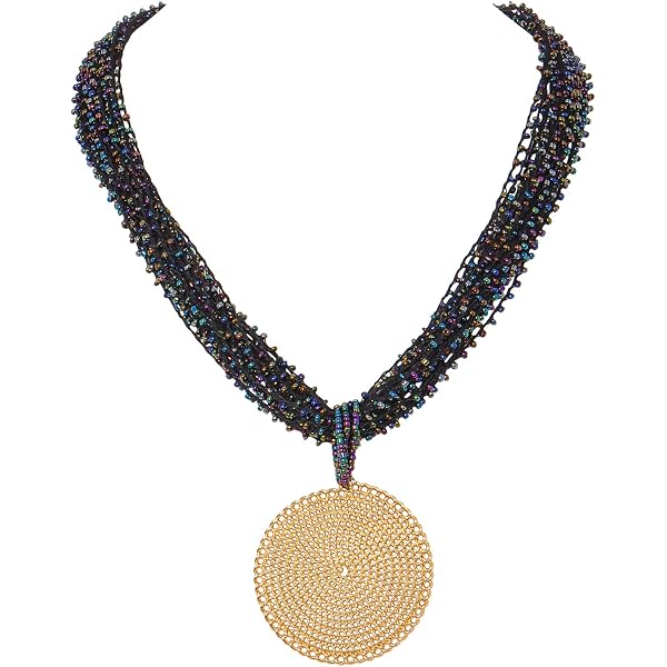 COIRIS Seed Bead Statement Choker Necklace - Multi-Layer Bohemian Chunky Cluster Strand With Tear Earring, Punk Style - View #9