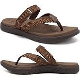 COFACE Womens Trendy Orthotic Flip Flops Lightweight Yoga Mat Thick Cushion Walking Thong Sandals Adjustable Slip On Slippers With Comfortable Plantar Fasciitis Arch Support