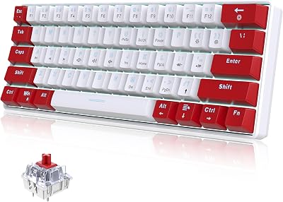 Snpurdiri Wireless 60% Mechanical Keyboard Red Switch White LED Backlit