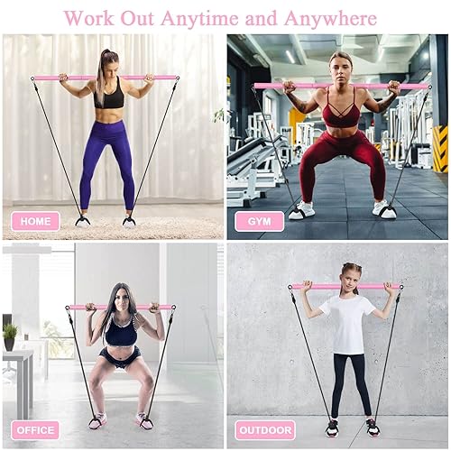 Pilates Bar Kit with Resistance Bands, Portable Pilates Bar for