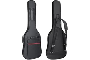 Muscab 39 Inch Electric Guitar Case 7mm Padding Electric Guitar Bag Waterproof Electric Guitar Gig Bag, Guitar Bag Electric Backpack with Neck Strap and Pockets, Black&Red Line