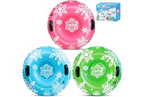 ZMLM Snow Tube for Sledding -2 Pack/3 Pack 36" Inflatable Snow Sled for Kids and Adults Heavy Duty Blow Up Tube with Handles Outdoor Winter Toys Gift for Sport Supplies