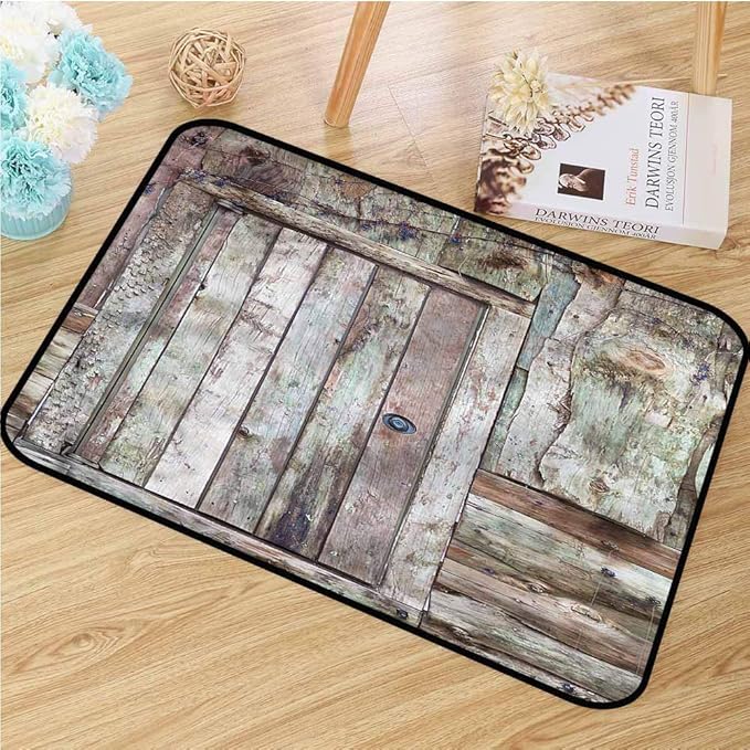 TBRfine Rustic, Door Mats, Old Barn Door Cottage, Customize Bath Mat with Non Slip