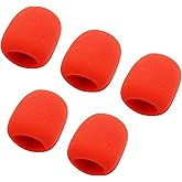 Fielect 5Pcs Microphone Cover Sponge Foam Mic Cover Handheld Microphone Windscreen Shield Protection Micro Foam Filter Red for KTV Broadcasting