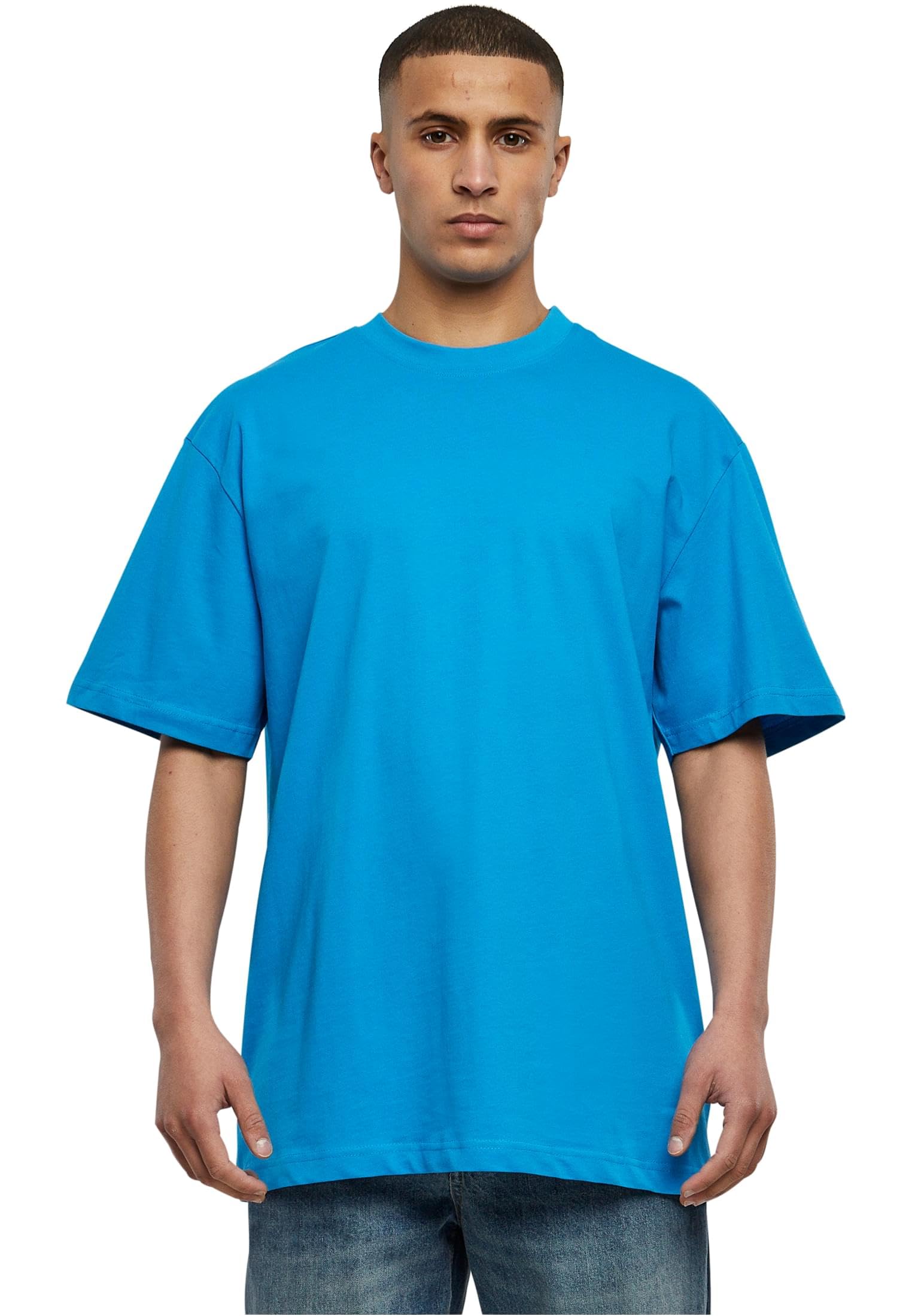 URBAN CLASSICS Men's Basic Crew Neck Tall Tee, Oversized Short Sleeves T-Shirt with Dropped Shoulders, 100% Jersey Cotton, in turquoise, 4XL