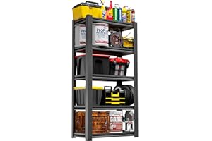 DARTIIA 63" H Garage Shelving 2500LBS Heavy Duty Storage Shelves Adjustable 5 Tier Metal Shelves for Storage Garage Industrial Shelving Utility Racks,15.8" D*32" W*63" H,Black
