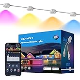 ASAHOM AI Permanent Outdoor Lights S107D, 200FT with 72 RGBCW LED Lights, 30,000 Lighting Effect, Controller with Dual Output, Extend to 800FT, Cuttable for House Outdoor Decor Daily Lighting, White